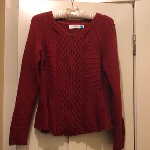 Anthropology sparrow peplum zip front sweater M